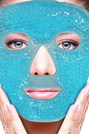 ZNÖCUETÖD Cold Face Eye Mask Ice Pack Reduce Facial Puff, Dark Circles, Gel Beads Hot Heat Cold Compress Pack, Face SPA for Woman Sleeping, Pressure, Headaches, Skin Care, Post Laser Care[Blue]
