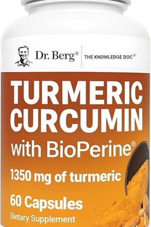 Dr Berg (Only 2 Per Day) Turmeric Supplement with Black Pepper (BioPerine) - 1350 mg Turmeric Curcumin Supplement with 95% Curcuminoids ? Turmeric Curcumin with Black Pepper ? 60 Turmeric Capsules