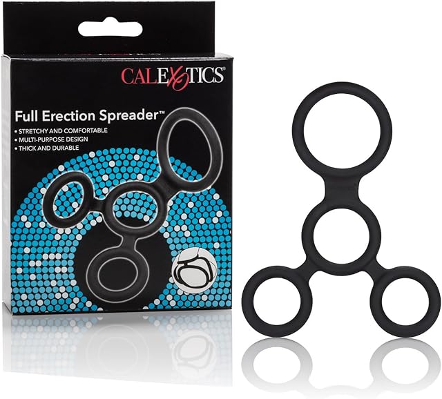 CalExotics Full Spreader Silicone 4-Ring Design Erection Enhancer, (12757_Black)