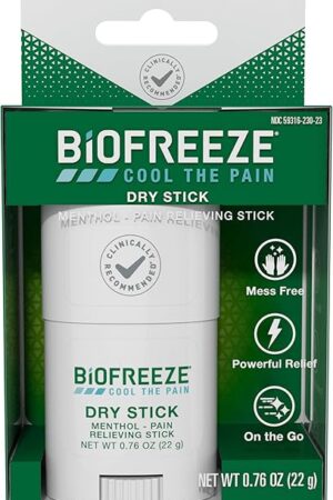 Biofreeze Dry Stick, Mess-Free Relief for Neck, Shoulder, Knee, Hip, Hand & Joint, Cooling Menthol Pain Relief Stick, 100+ Uses