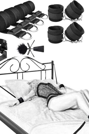 BDSM Bondage Couples Sex Toys Kit, Thrusting Vibrator and Strict Bed Restraint Set, Adult Sex Toys Bondage Gear & Accessories for Couples Game