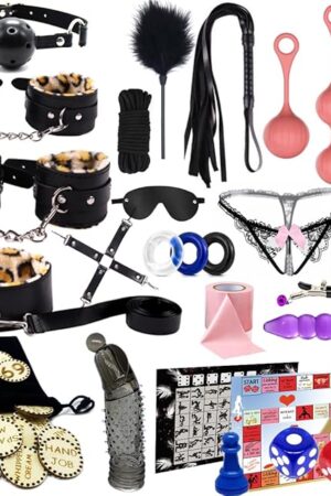 Anal Beads Butt Plug, BDSM Bondage Restraints Sex Toys Kit, Adjustable Restraints, Sex Accessories for Women and Men, SM Games