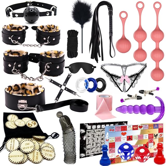 Anal Beads Butt Plug, BDSM Bondage Restraints Sex Toys Kit, Adjustable Restraints, Sex Accessories for Women and Men, SM Games