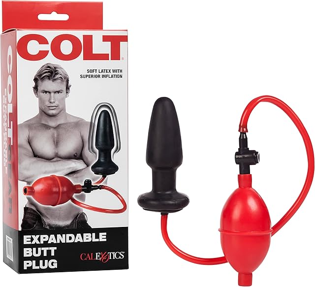 CalExotics COLT Expandable Butt Plug, Inflatable Anal Plug with Easy-Squeeze Bulb and Quick Air Release Valve Black SE-6870-00-3