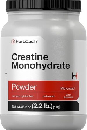 Horbaach Creatine Monohydrate Powder | 2.2 lbs (1kg) | for Women and Men | 200 Servings | Micronized & Unflavored | Vegetarian, Non-GMO & Gluten Free Supplement