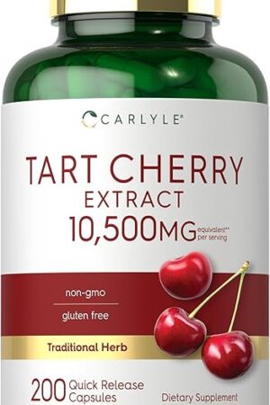 Carlyle Tart Cherry Capsules | 10,500mg | 200 Pills | Max Potency | Non-GMO, Gluten Free | Tart Cherry Juice Extract