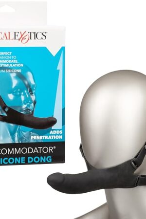CalExotics Accommodator Silicone Dong, 5.5 Inch Probe with Adjustable Head Strap Black - SE-1514-13-3