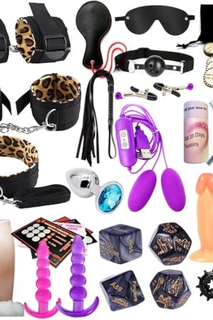 BDSM Toys for Sex Bondage Anal Butt Plug Dildo Toys and Adjustable Bondage Restraints Set, Sex Restraints Set & Safe BDSM Kit, Adult Sex Toys Kit for Couples Women Man