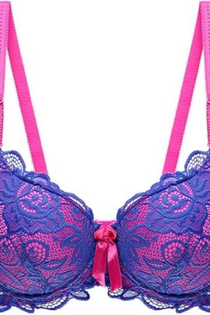 Women's Push Up Bra Lightly Lined Underwire Sexy Floral Embroidery Lace Supportive Bowkont Bras