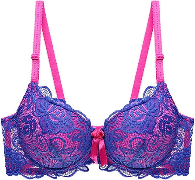 Women's Push Up Bra Lightly Lined Underwire Sexy Floral Embroidery Lace Supportive Bowkont Bras