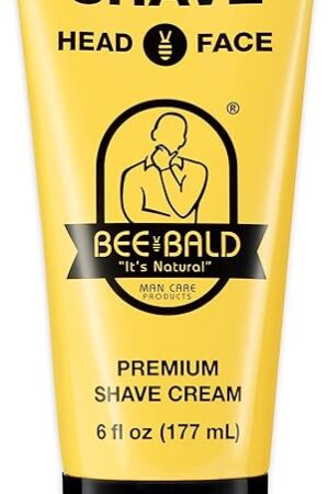 Bee Bald SHAVE Premium Shaving Cream Goes On Light & Slick That's Incredibly Smooth & Quick For Both Face And Head, 6 Fl Oz