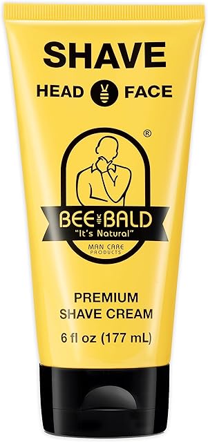 Bee Bald SHAVE Premium Shaving Cream Goes On Light & Slick That's Incredibly Smooth & Quick For Both Face And Head, 6 Fl Oz