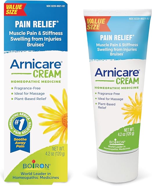 Boiron Arnicare Cream Natural Soothing Relief for Joint Pain, Muscle Pain, Inflammation, Soreness, and Bruises - Fast Absorbing and Fragrance-Free - 42 oz