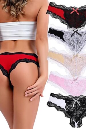 Women's Lace Underwear Sexy Panties for Women Comfort Cheeky Bikini Underwear Soft Hipster Brief Panties for Ladies