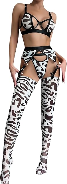 Leopard Lingerie Set for Women Garter Set Lingerie for Women Bra and Panty Set