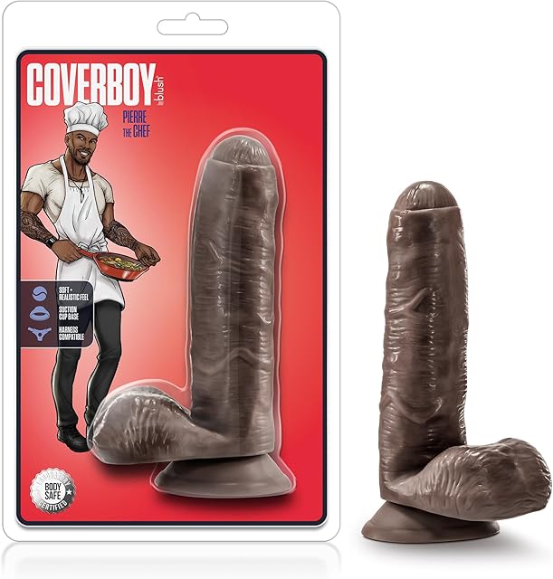 Blush Novelties Loverboy Pierre The Chef 7 Inch Realistic Dildo, Suction Cup, Sex Toy for Women, Sex Toy for Adults, Chocolate