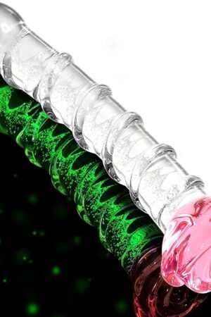 Glass Dildo Sex Toy - 8 inch Long Thick Dildo Juguetes Sexuales Glow in The Dark with Curved Ribbed Design, Safe Borosilicate Glass Butt Plug, Fantasy Sex Toys for Men & Women