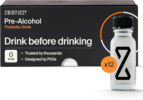 ZBiotics — Feel Better After Drinking, Wake Up Refreshed, Science-Backed, Patented Probiotic for Easier Mornings, Travel-Friendly, 12-Pack of 05 Fl Oz Bottles
