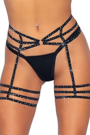Womens Elastic Thigh High Garter Suspenders, Black, O/S