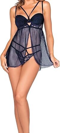 womens Plunge Bra Babydoll Set