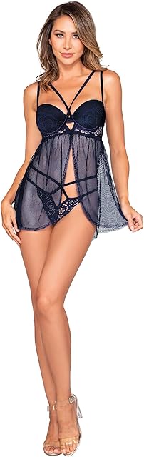 womens Plunge Bra Babydoll Set