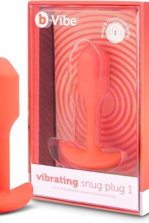 b-Vibe Vibrating Snug Plug 1 - Butt Plugs, Adult Sex Toys Anal Toys for Couples, Anal Training, and Sexual Stimulation Device - Orange