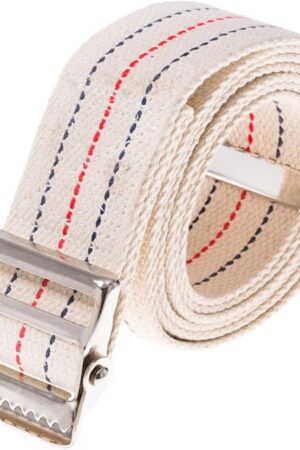 COW&COW Transfer and Gait Belt with Metal Buckle - Transfer Walking and Standing Assist Aid for Caregiver Nurse Therapist 2 inches (Beige with Stripes, 60")