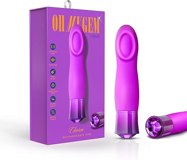 Blush Oh My Gem Charm 55? G-Spot Vibrator - Warming Clitoral & Nipple Stimulator, Deep Rumbly RumboTech Powered Vibrations, Waterproof - Rechargeable Silicone Sex Toy for Women & Couples - (Amethyst)