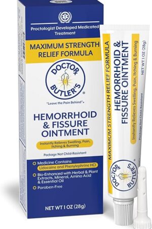 Doctor Butler?s Hemorrhoid & Fissure Ointment ? Hemorrhoid Treatment and Hemorrhoid Cream with Lidocaine and Phenylephrine HCI for Fast Acting Relief of Pain, Swelling, Discomfort, and Itching (1 oz)