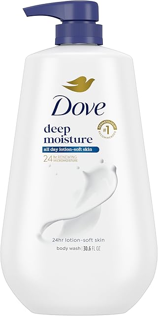 Dove Body Wash Deep Moisture for 24hr Lotion-Soft Skin Moisture Moisturizing Skin Cleanser with No Sulfates No Parabens 306 oz
