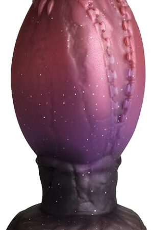 Dragon Hatch Silicone Egg for Men, Women, & Couples Squishy, Thick and Textured Fantasy X-Large Egg Plug Harness Compatible, Wide Base 1 Piece Purple