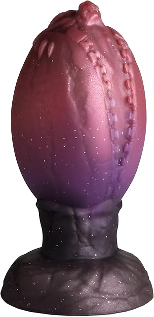 Dragon Hatch Silicone Egg for Men, Women, & Couples Squishy, Thick and Textured Fantasy X-Large Egg Plug Harness Compatible, Wide Base 1 Piece Purple