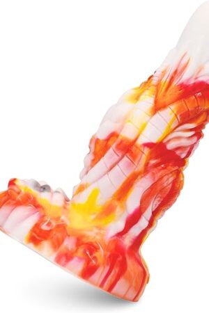 8 inch Dragon Dildo | Fantasy Dildos, Fire, Textured Dildo, Wild Exotic Sex Toy, Creature, Demon, Devil, Female Sex Toy, Anal Wide Butt Plug, Huge Dildo, Giant Exotic, Cute Kawaii Fetish, Suction Cup