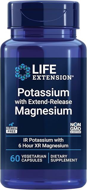 Life Extension Potassium with Extend-Release Magnesium ? Heart health supplement for blood pressure support with two essential minerals ? Non-GMO, vegetarian, gluten-free ? 60 capsules