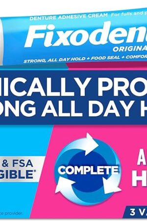 Fixodent Complete Original Denture Adhesive Cream, 24 oz, 3 Pack (Packaging May Vary)