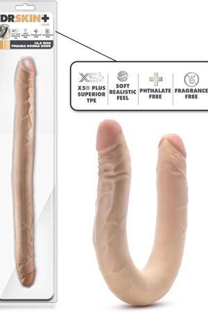 Blush Novelties Dr Skin Plus - 165 Inch Double Dong - Extra Long Double-Ended Dildo with A Realistic Posable Shaft - X5? Plus, Superior TPE - 100% Body-Safe & Phthalate Free - Adult Sex Toy - Beige