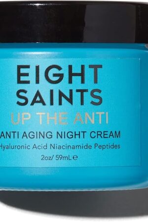Eight Saints Skin Care Up the Anti Night Cream Face Moisturizer to Reduce Fine Lines and Wrinkles, Natural and Organic Anti Aging Cream For Face & Neck with Niacinamide and Hyaluronic Acid, 2 Ounces