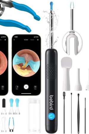BEBIRD R1 Ultra Ear Wax Removal, Ear Cleaner with Camera Ear Scope, Wax Remove Ear Pick with Ear Otoscope Tweezers, Visual Dropper Cleaning Kit, Ear/Nose/Throat Examination Tool with Light for Family