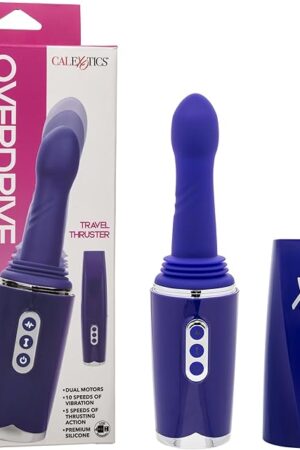 CalExotics Overdrive Portable Sex Machine Travel Thruster, 10 Turbo Charged Speeds of Vibrationg and 5 Accelerating Thrusting Actions with Removable Cap Purple SE-4445-55-3