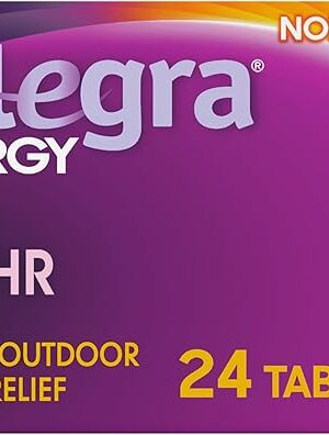 Allegra Adult 12-Hour Allergy Relief Tablets, Non-Drowsy Indoor and Outdoor Allergy Medicine, 60 mg Fexofenadine HCI Antihistamine Pill, 24-Count