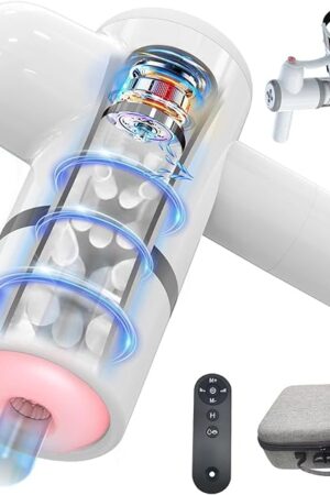 Automatic Lubricating Male Masturbator - One-Click Orgasm Penis Pump with 8 Thrusting & Sucking Modes?Hand Free Man Stroker with Strap, Sex Toys Blowjobsex Machine for Male Men