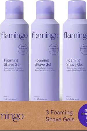 Flamingo Shaving Gel for Women, Foaming Gel with Aloe Vera, 67oz, 3ct