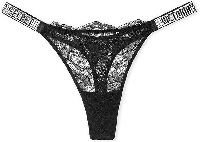 Women's Lace Thong Underwear, Women's Panties, Very Sexy Collection, Black (S)