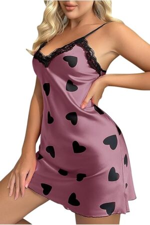 Womens Nightdress Fashion Print Sexy Backless Ice Silk Sling Pajamas Dresses Nightgowns Chemise Sleepwear Lingerie