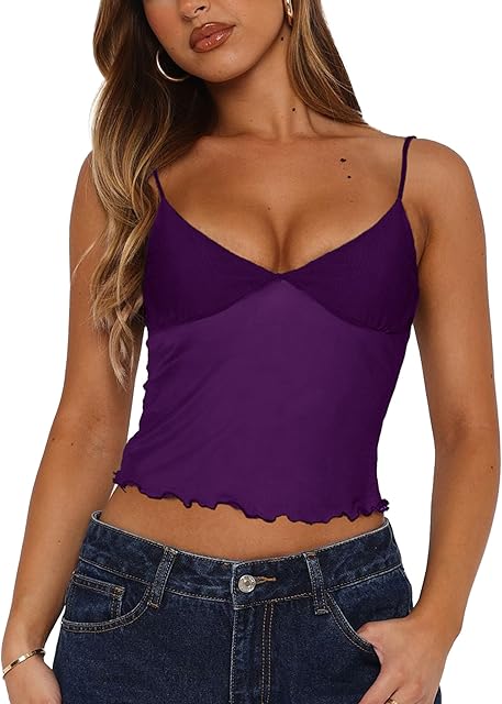 Bralettes for Women Mesh Tank Top Slim Y2K Camisole See Through Sheer Bralette Party Club Top