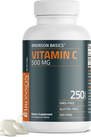 Bronson Vitamin C 500 MG Supports a Healthy Immune System & Antioxidant Protection, Non-GMO, 250 Vegetarian Tablets