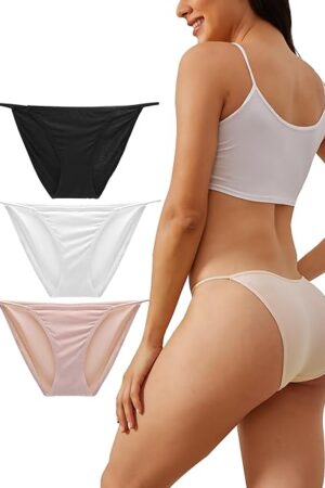 Women's Low-Rise String Bikini Panty Stretch Hipster Briefs 3 Pack