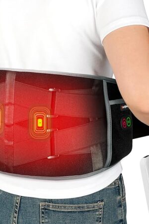 Comfytemp Cordless Heating Pad with Massager for Back Pain Relief, Portable Lower Back Massager Wearable, Birthday Gifts for Dad Mom Men Women Grandpa Grandma, 3 Heat, Auto-Off, 58"