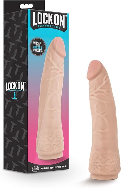 Blush Lock On 7.5" Realistic Dildo - Vanilla Cock with Lock On Base Fits All - Harness, Suction Cup Compatible, Tapered, Veiny Pleasure, PVC Body-Safe Penis Sex Toy for Women, Men & Couples - (Beige)