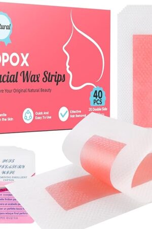 40PCS Facial Wax Strips for Hair Removal, Facial Hair Removal for Women, Waxing Kit for Women's Face, Bikini, Chest, Body, Arms, Legs, Back, & Brazilian | 40ct Waxing Strips & 4 calming Oil Wipes